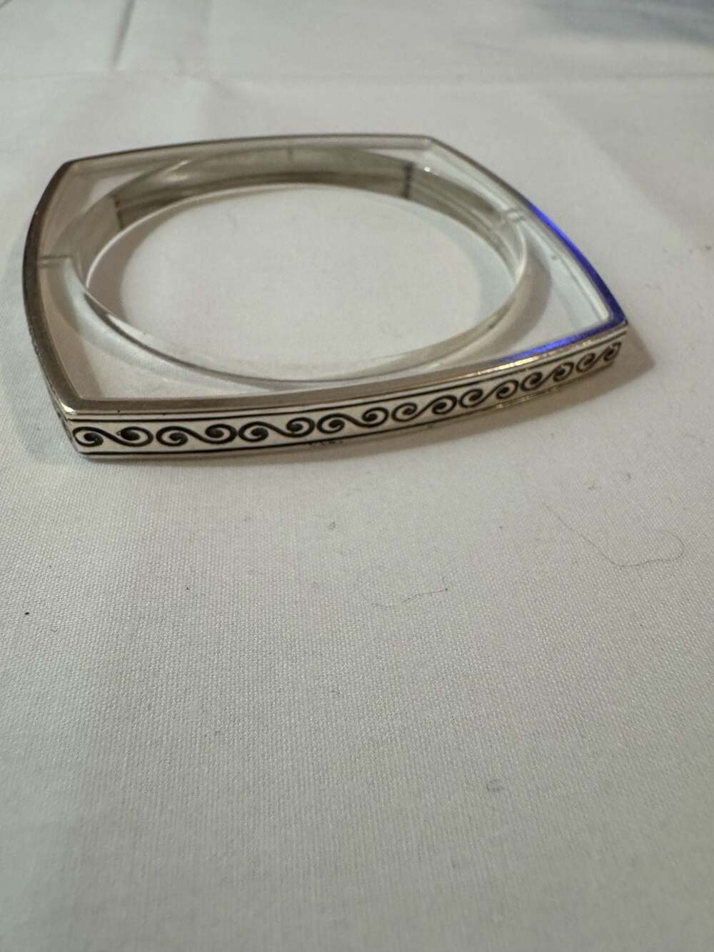 Brighton HTF Silver Plated Designer Chara Bangle Bracelet Pave Crystals